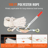 Chainsaws: VEVOR Rope Puller, 3/4 Ton Pulling Capacity, with 30.48 m of 15 mm dia. Rope, 2 Hook, Come Along Winch, Heavy Duty Ratchet Power Puller Tool for Moving Boats, Securing Items, Transporting Logs