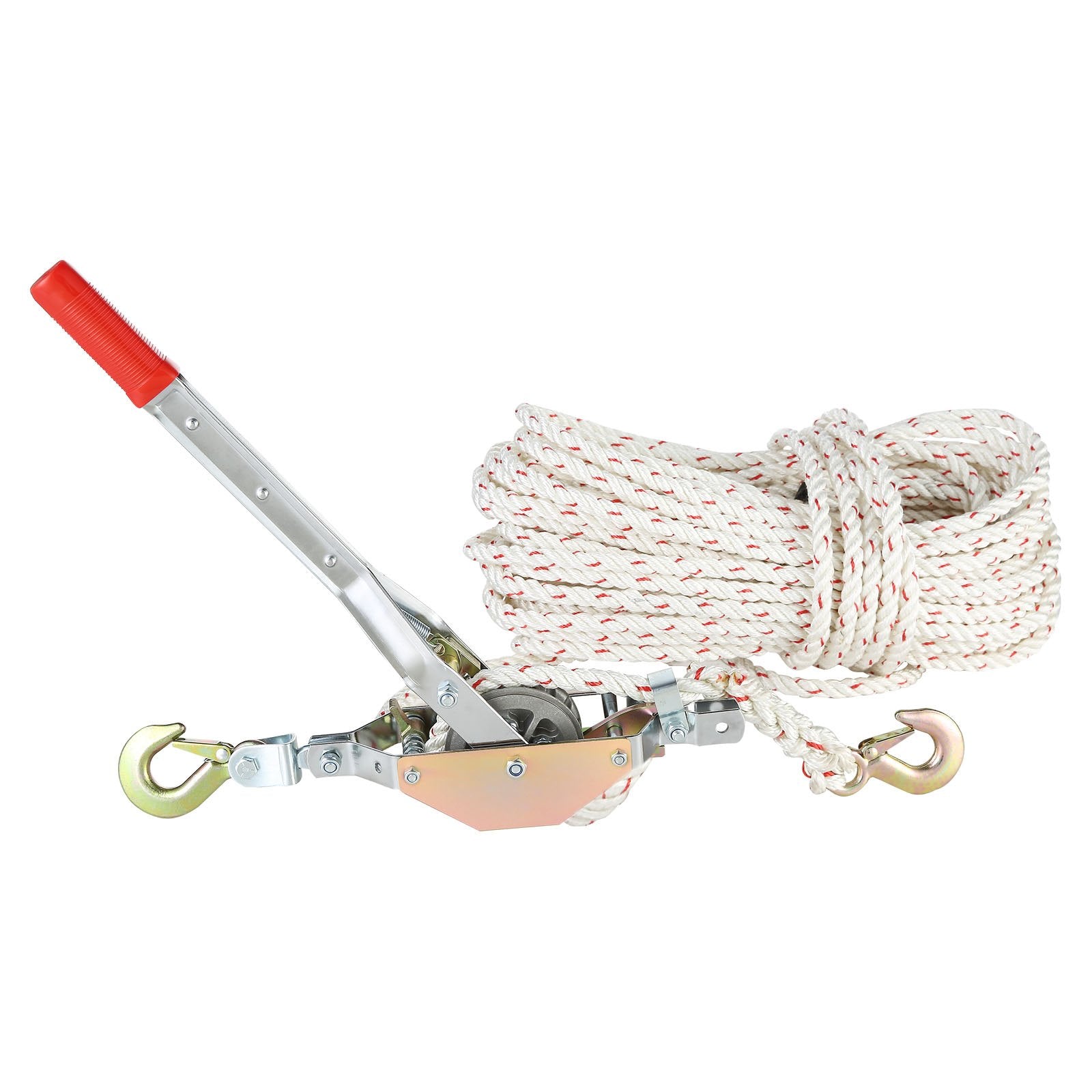 Chainsaws: VEVOR Rope Puller, 3/4 Ton Pulling Capacity, with 30.48 m of 15 mm dia. Rope, 2 Hook, Come Along Winch, Heavy Duty Ratchet Power Puller Tool for Moving Boats, Securing Items, Transporting Logs