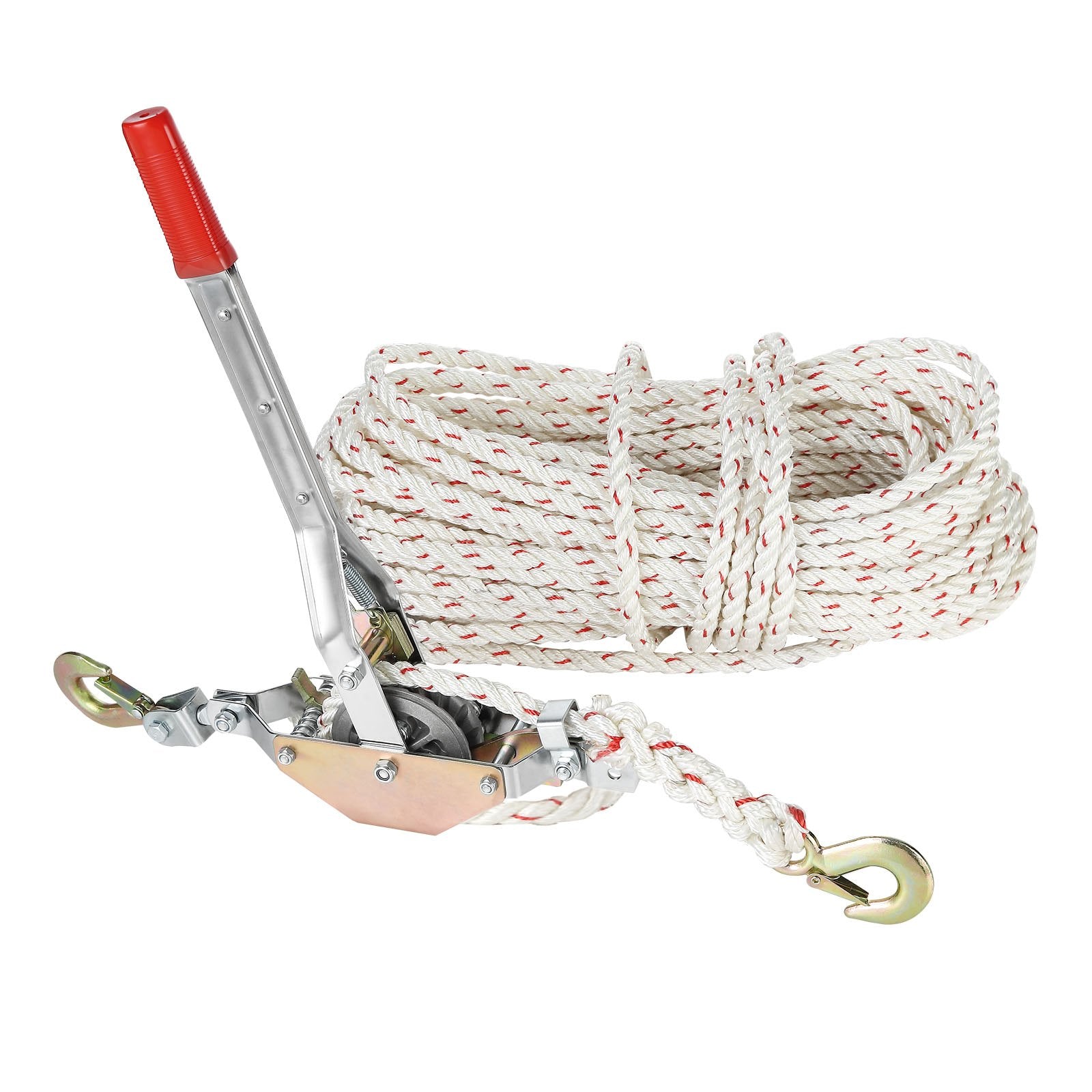 Chainsaws: VEVOR Rope Puller, 3/4 Ton Pulling Capacity, with 30.48 m of 15 mm dia. Rope, 2 Hook, Come Along Winch, Heavy Duty Ratchet Power Puller Tool for Moving Boats, Securing Items, Transporting Logs