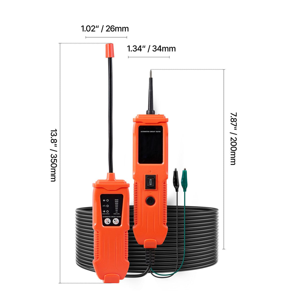 Automotive Circuit Tester Kit, 8 - 35 DCV Power Circuit Probe Tester with TFT Color Display and Lighting, 2-in-1 Electrical Automotive Power Tester Probe with 19.7 ft / 6 m Extension Cable