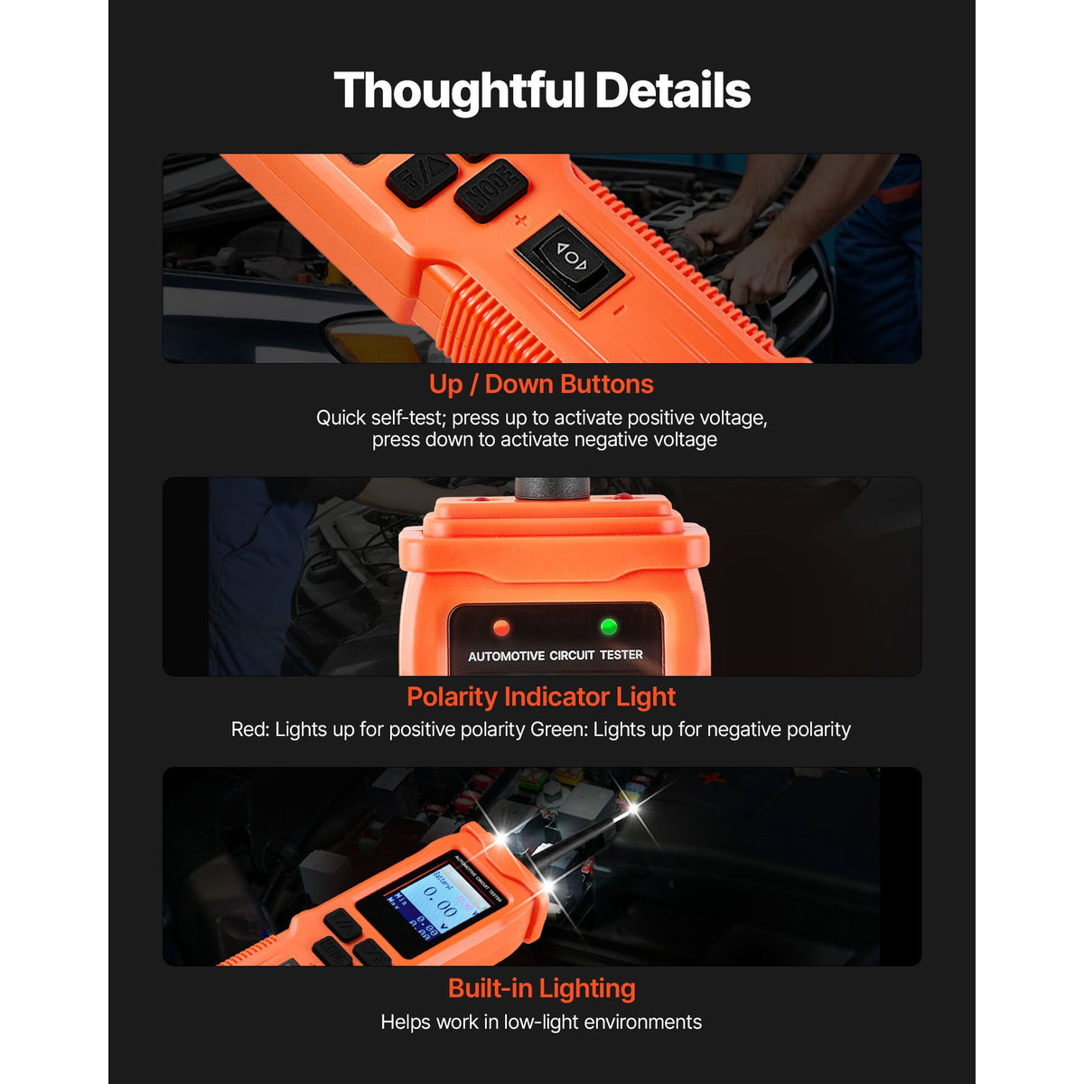Automotive Circuit Tester, 8 - 35 DCV Power Circuit Probe Tester with TFT Color Display and Lighting, Automotive Power Tester Probe with 19.7 ft / 6 m Cable, 2-in-1 Electrical Detector Finder