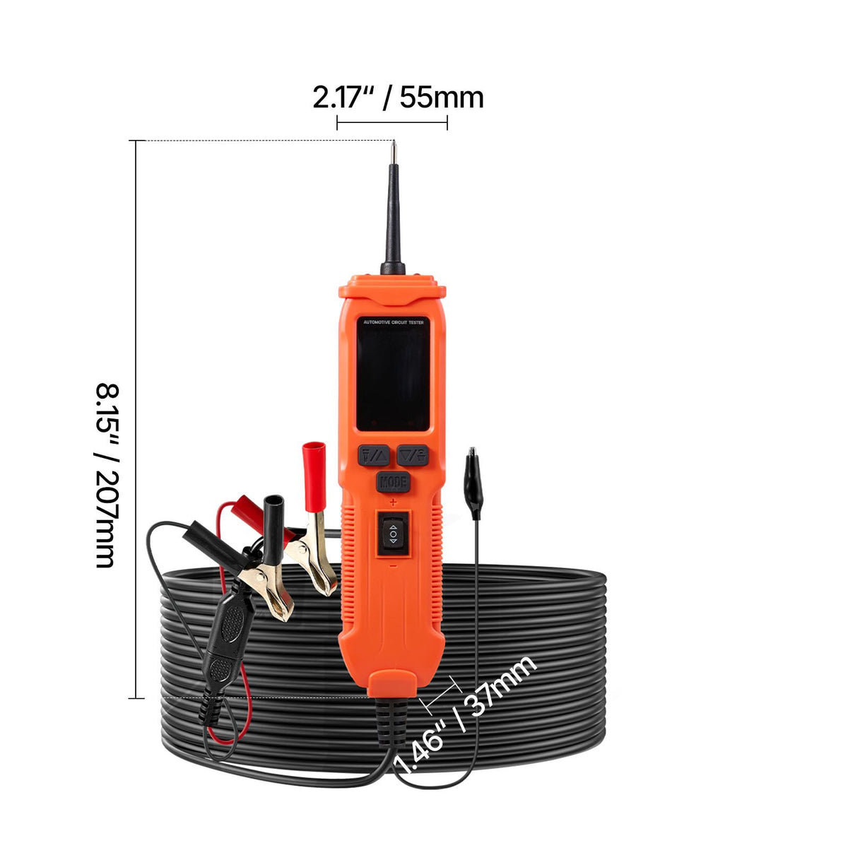 Automotive Circuit Tester, 8 - 35 DCV Power Circuit Probe Tester with TFT Color Display and Lighting, Automotive Power Tester Probe with 19.7 ft / 6 m Cable, 2-in-1 Electrical Detector Finder