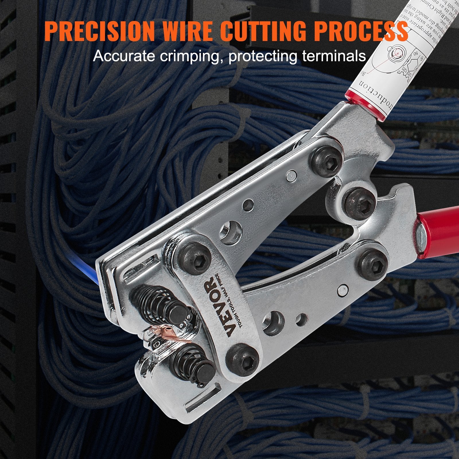 Cutters: VEVOR Battery Cable Lug Crimping Tool, 10-1/0AWG with Cable Cutter and 95PCS Copper Ring Terminals, 6 Wire Sizes Crimping Die and 100pcs Heat Shrink Tubes, for Heavy Duty Wire Lugs