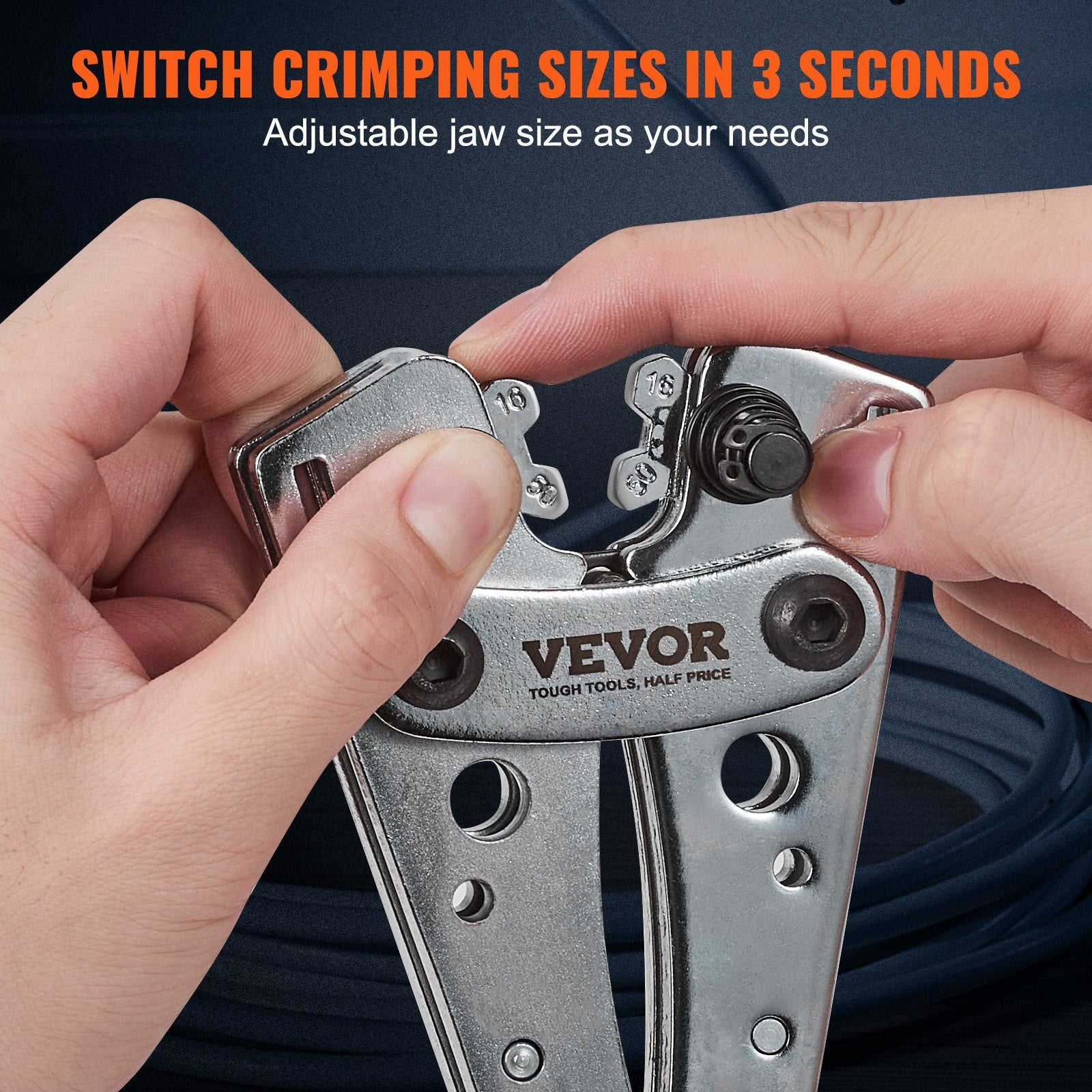 Cutters: VEVOR Battery Cable Lug Crimping Tool, 10-1/0AWG with Cable Cutter and 95PCS Copper Ring Terminals, 6 Wire Sizes Crimping Die and 100pcs Heat Shrink Tubes, for Heavy Duty Wire Lugs
