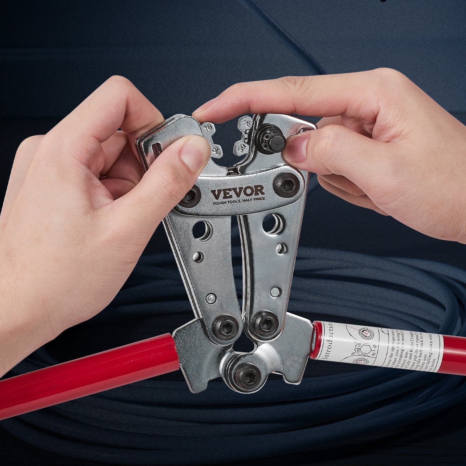 Cutters: VEVOR Battery Cable Lug Crimping Tool, 10-1/0AWG with Cable Cutter and 95PCS Copper Ring Terminals, 6 Wire Sizes Crimping Die and 100pcs Heat Shrink Tubes, for Heavy Duty Wire Lugs