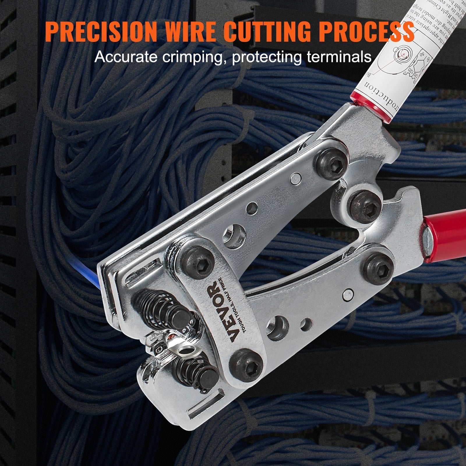 Power & Electrical Supplies: VEVOR Battery Cable Lug Crimping Tool, 10-1/0AWG Aluminum Terminal Battery Lug Crimper, with 60PCS Aluminum Ring Connectors Terminals 6 Wire Sizes Crimping Die, for Heavy Duty Wire Lugs