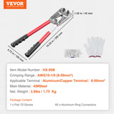 Power & Electrical Supplies: VEVOR Battery Cable Lug Crimping Tool, 10-1/0AWG Aluminum Terminal Battery Lug Crimper, with 60PCS Aluminum Ring Connectors Terminals 6 Wire Sizes Crimping Die, for Heavy Duty Wire Lugs