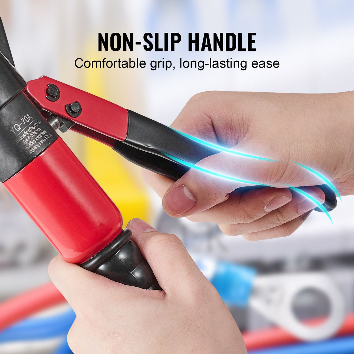 Hydraulic Crimping Tool with 9 Sets of Dies AWG12-2/0 Copper And Aluminum Terminal Battery Lug Crimper, with a Cutting Pliers, Gloves, 5pcs Copper Ring Connectors, 8pcs Heat Shrink Sleeves