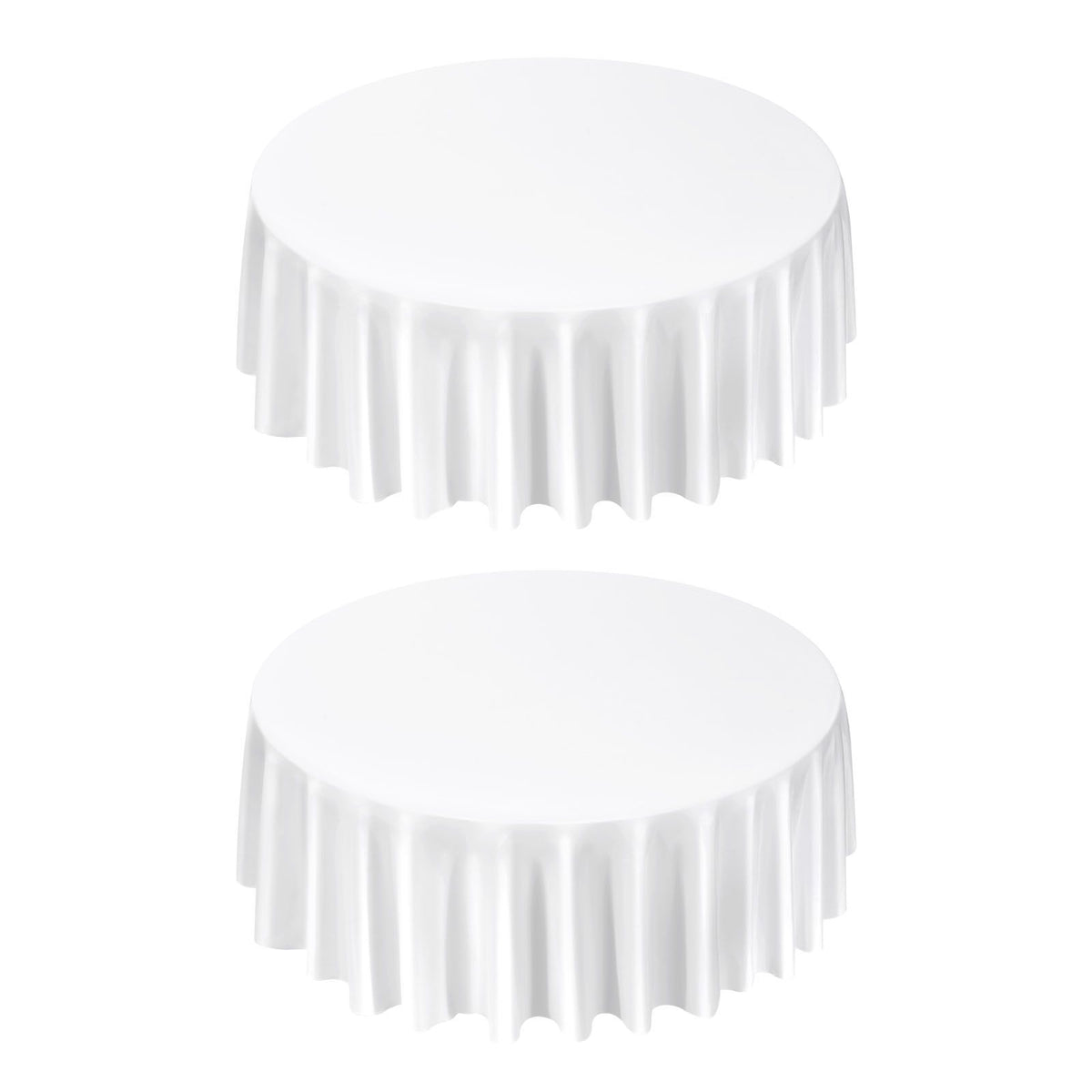 White Round Tablecloths 2 Pack, 120 Inches in Diameter, Stain- & Wrinkle- Resistant, Machine Washable Table Clothes, Polyester Fabric Table Covers for Wedding, Party, Banquet, Formal Events