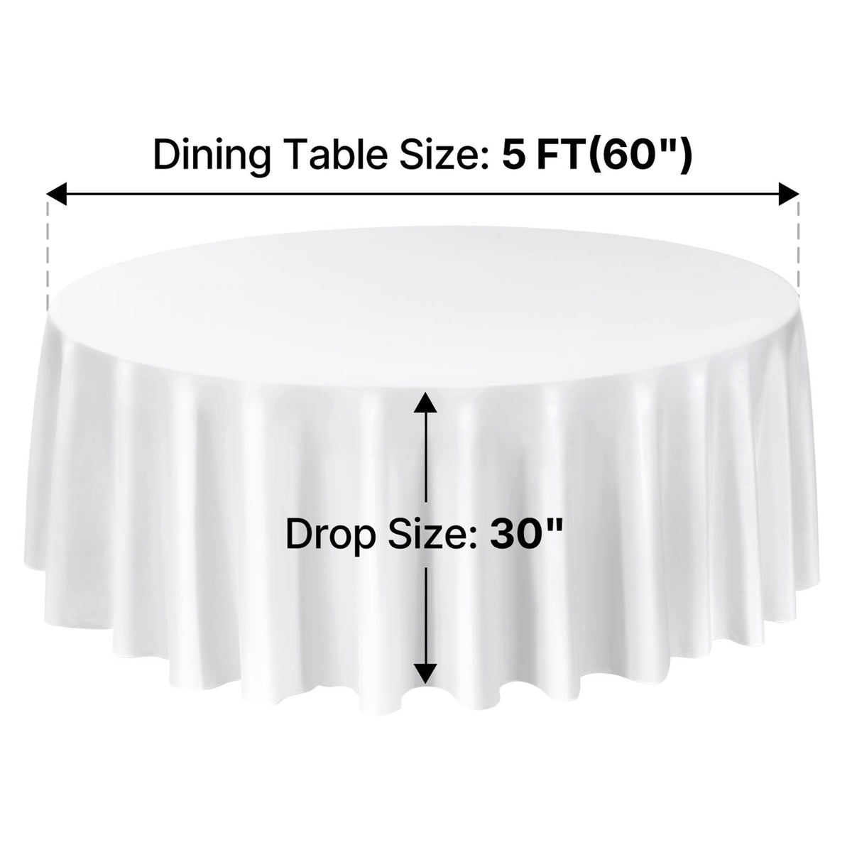 White Round Tablecloths 2 Pack, 120 Inches in Diameter, Stain- & Wrinkle- Resistant, Machine Washable Table Clothes, Polyester Fabric Table Covers for Wedding, Party, Banquet, Formal Events