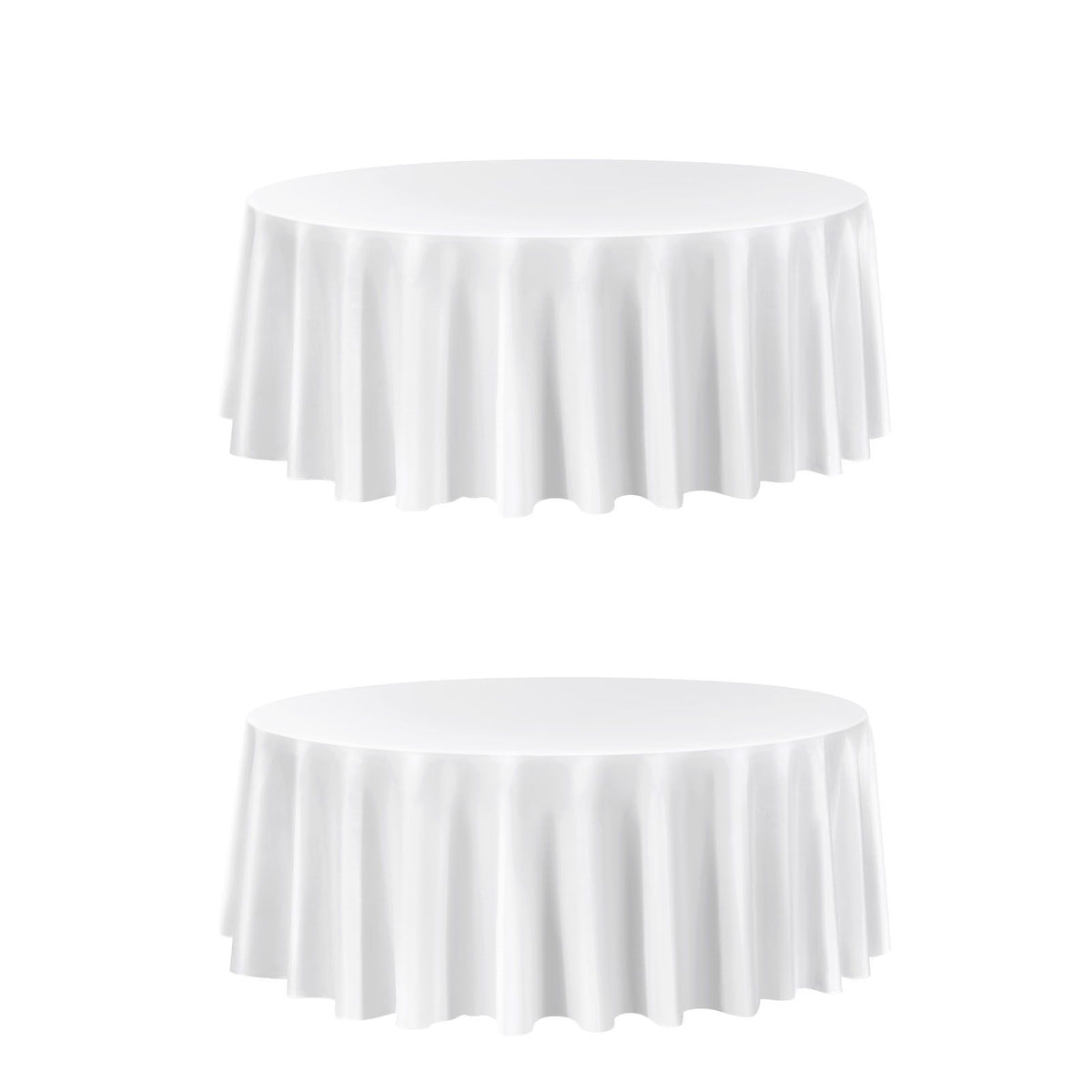 White Round Tablecloths 2 Pack, 120 Inches in Diameter, Stain- & Wrinkle- Resistant, Machine Washable Table Clothes, Polyester Fabric Table Covers for Wedding, Party, Banquet, Formal Events