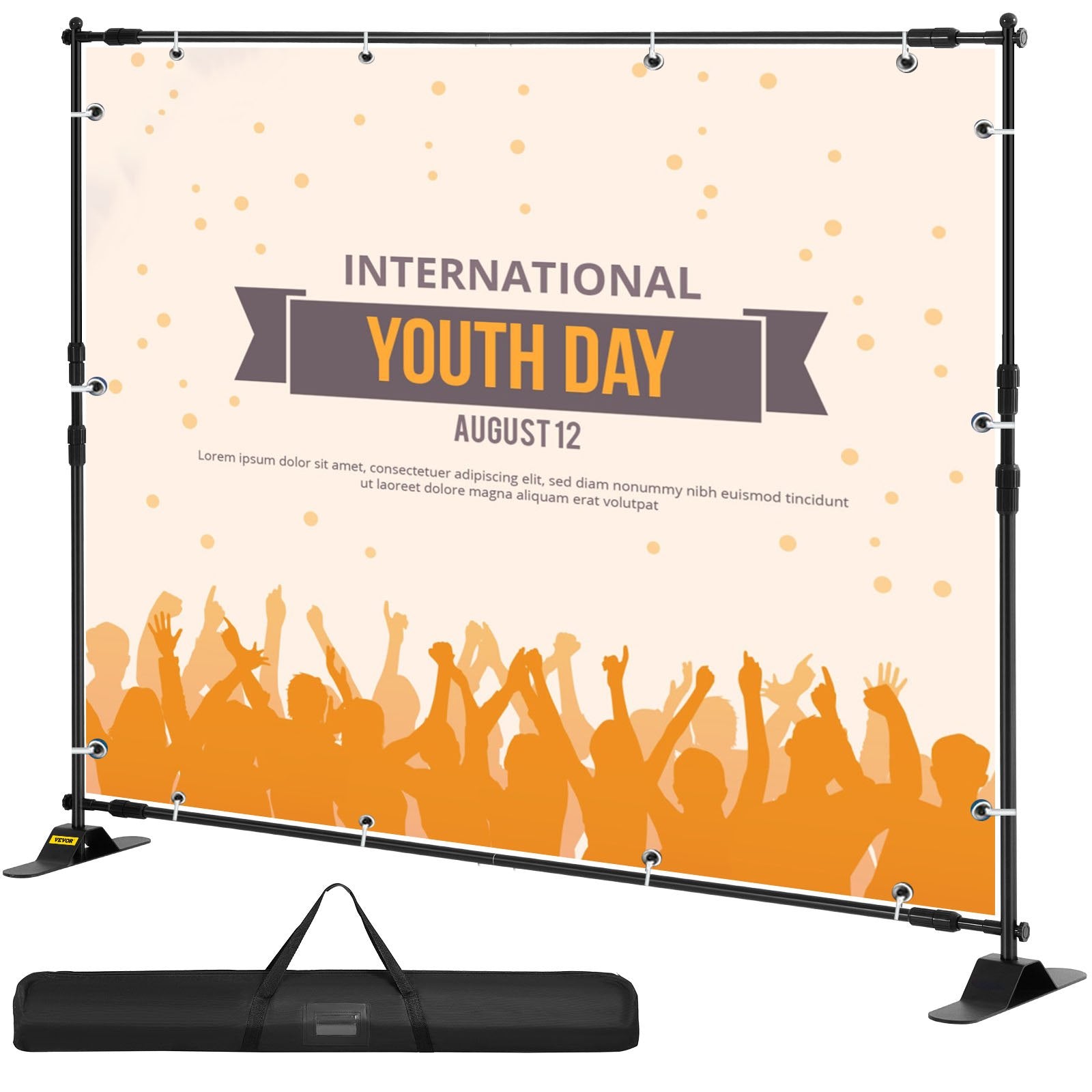 Camera Accessories: VEVOR Telescopic Backdrop Banner Stand 8' x 8' Banner Stand Adjustable Step and Repeat Backdrop Banner Stand Retractable Banner Stand with Carrying Bag (8 ft)