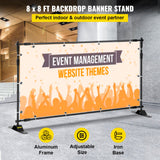 Camera Accessories: VEVOR Telescopic Backdrop Banner Stand 8' x 8' Banner Stand Adjustable Step and Repeat Backdrop Banner Stand Retractable Banner Stand with Carrying Bag (8 ft)