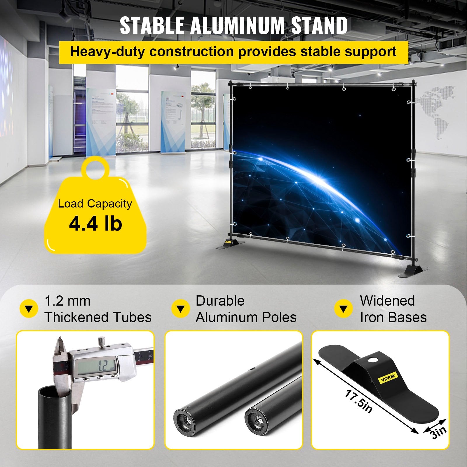 Camera Accessories: VEVOR Telescopic Backdrop Banner Stand 8' x 8' Banner Stand Adjustable Step and Repeat Backdrop Banner Stand Retractable Banner Stand with Carrying Bag (8 ft)
