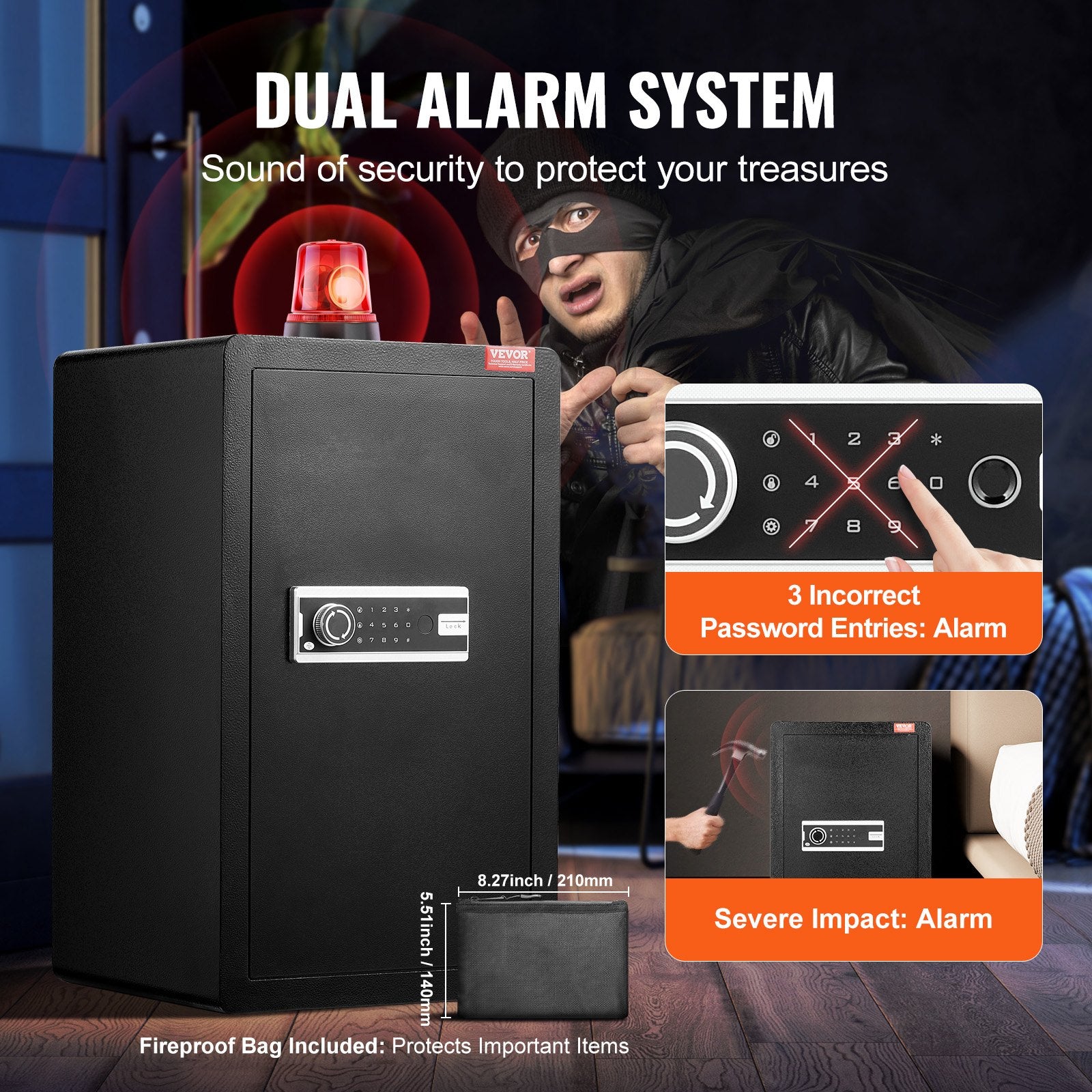 Sci-Fi DVDs & Blu-rays: VEVOR Single Door 4.0 cu.ft Safe Box with Key Lock & Password, Safe Lock Box with Fireproof Bag, Key Rack, LED Light, 2 Shelves, and 1 Cabinet for Money, Documents, Jewelry, and Valuables, Black