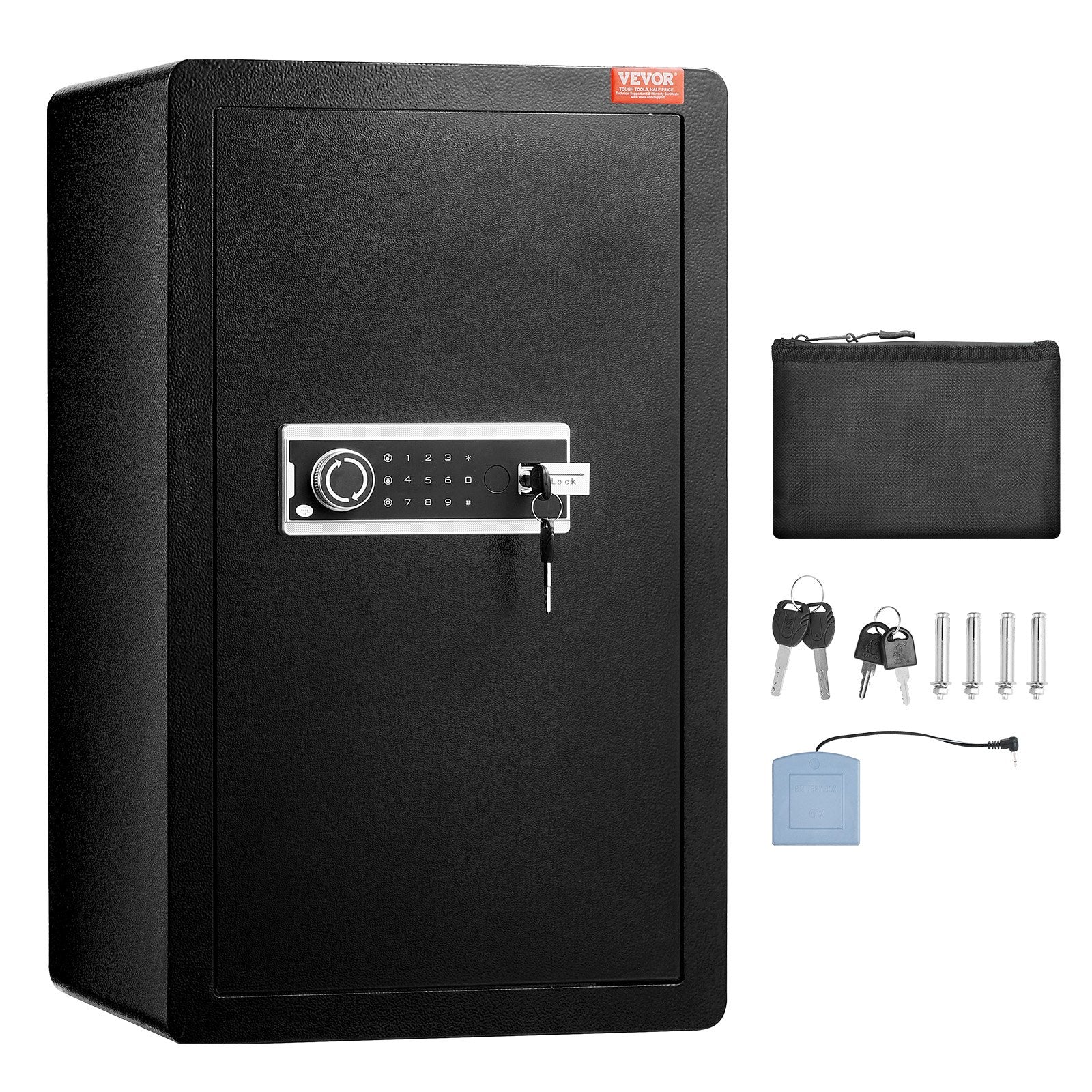 Sci-Fi DVDs & Blu-rays: VEVOR Single Door 4.0 cu.ft Safe Box with Key Lock & Password, Safe Lock Box with Fireproof Bag, Key Rack, LED Light, 2 Shelves, and 1 Cabinet for Money, Documents, Jewelry, and Valuables, Black