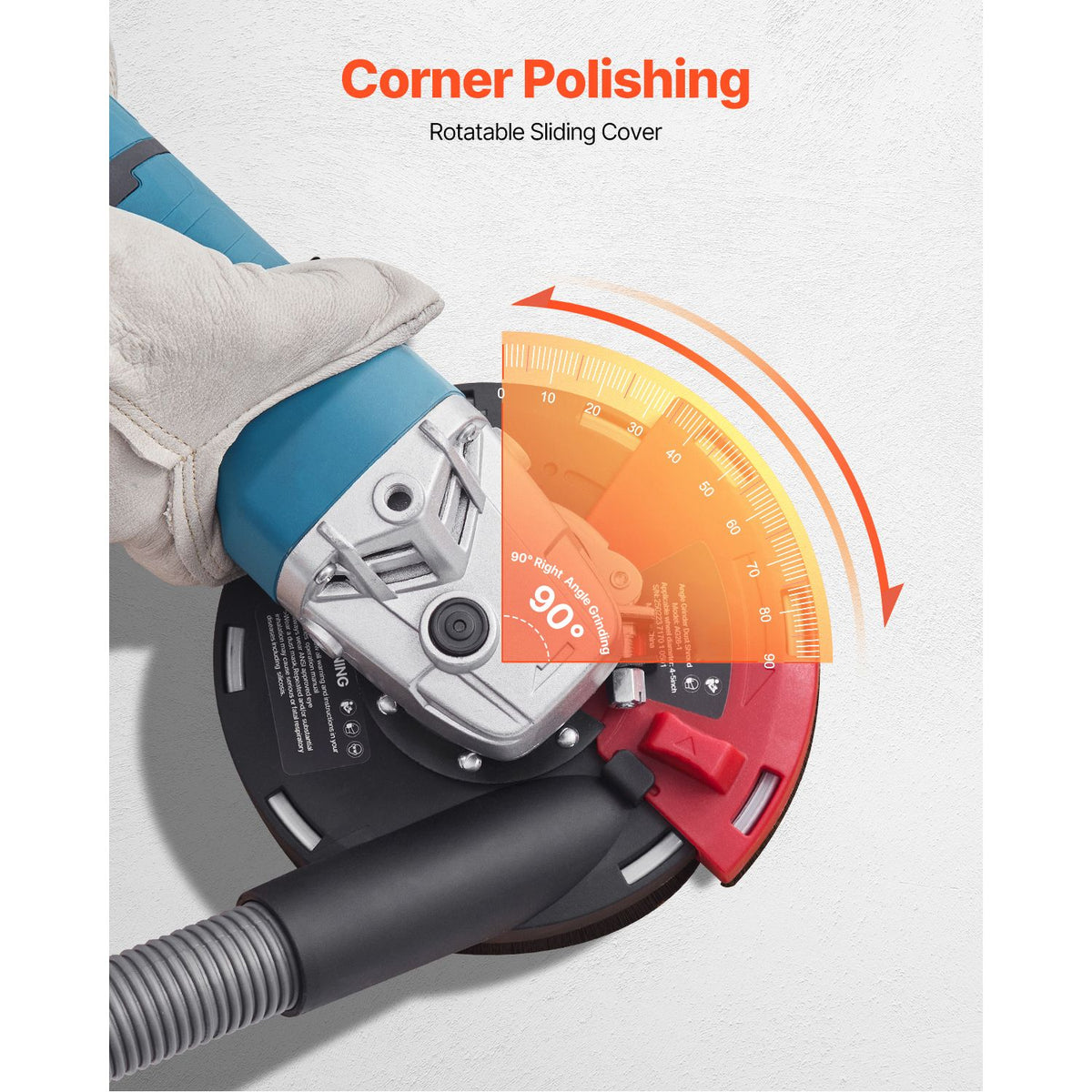 Grinding Dust Shroud for Angle Grinder, Universal 100-125mm, Surface Grinder Dust Shroud with 6 Clamping Washers & 125 mm Diamond Grinding Cup Wheel, Connect to Vacuum Cleaner, for Wood Concrete