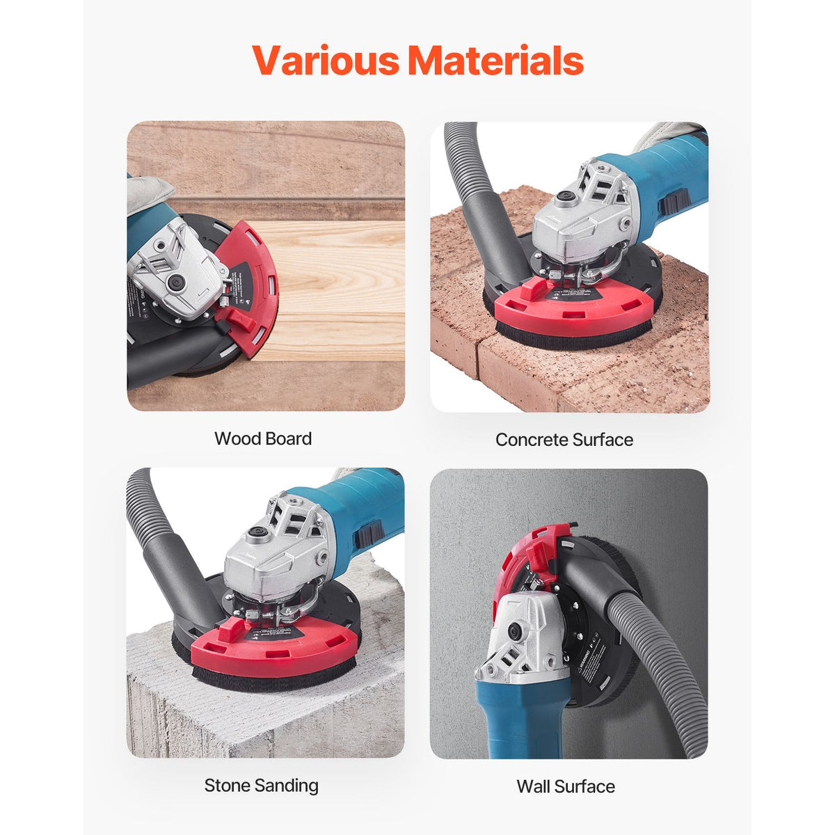 Grinding Dust Shroud for Angle Grinder, Universal 100-125mm, Surface Grinder Dust Shroud with 6 Clamping Washers & 125 mm Diamond Grinding Cup Wheel, Connect to Vacuum Cleaner, for Wood Concrete