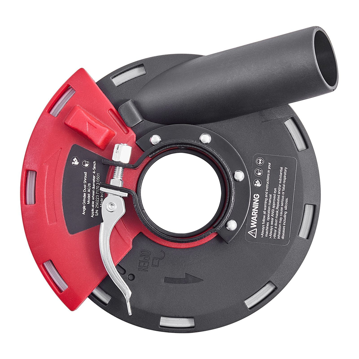 Grinding Dust Shroud for Angle Grinder, Universal 100-125mm, Surface Grinder Dust Shroud with 6 Clamping Washers & 125 mm Diamond Grinding Cup Wheel, Connect to Vacuum Cleaner, for Wood Concrete