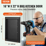 BBQs & Accessories: VEVOR BBQ Access Door, 415x570 mm Single Outdoor Kitchen Door, Cold Plate Flush Mount Door, Wall Vertical Door with Handle, for BBQ Island, Grilling Station, Outside Cabinet