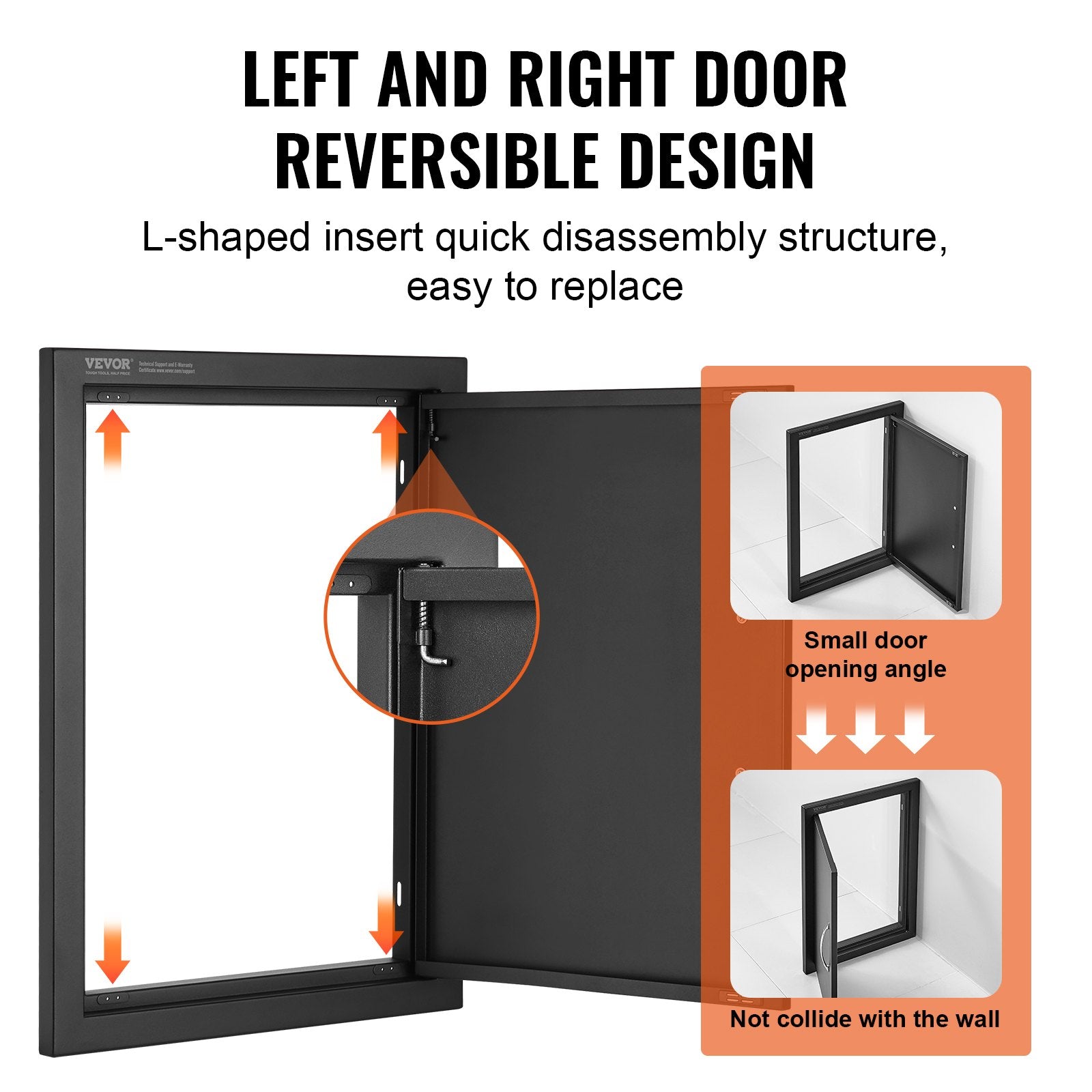 BBQ Access Door, 415x570 mm Single Outdoor Kitchen Door, Cold Plate Flush Mount Door, Wall Vertical Door with Handle, for BBQ Island, Grilling Station, Outside Cabinet