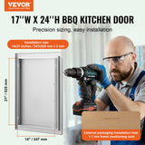 BBQs & Accessories: VEVOR BBQ Access Door, 432x610 mm Single Outdoor Kitchen Door, Stainless Steel Flush Mount Door, Wall Vertical Door with Handle, for BBQ Island, Grilling Station, Outside Cabinet