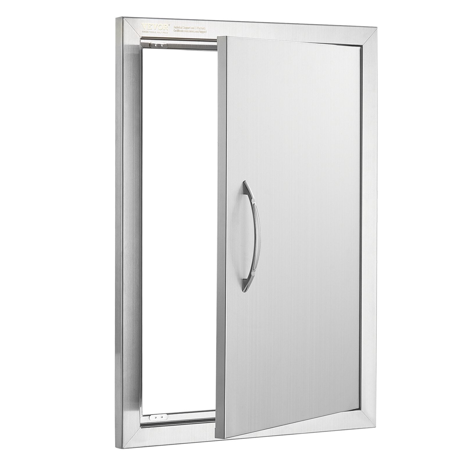 BBQ Access Door, 432x610 mm Single Outdoor Kitchen Door, Stainless Steel Flush Mount Door, Wall Vertical Door with Handle, for BBQ Island, Grilling Station, Outside Cabinet