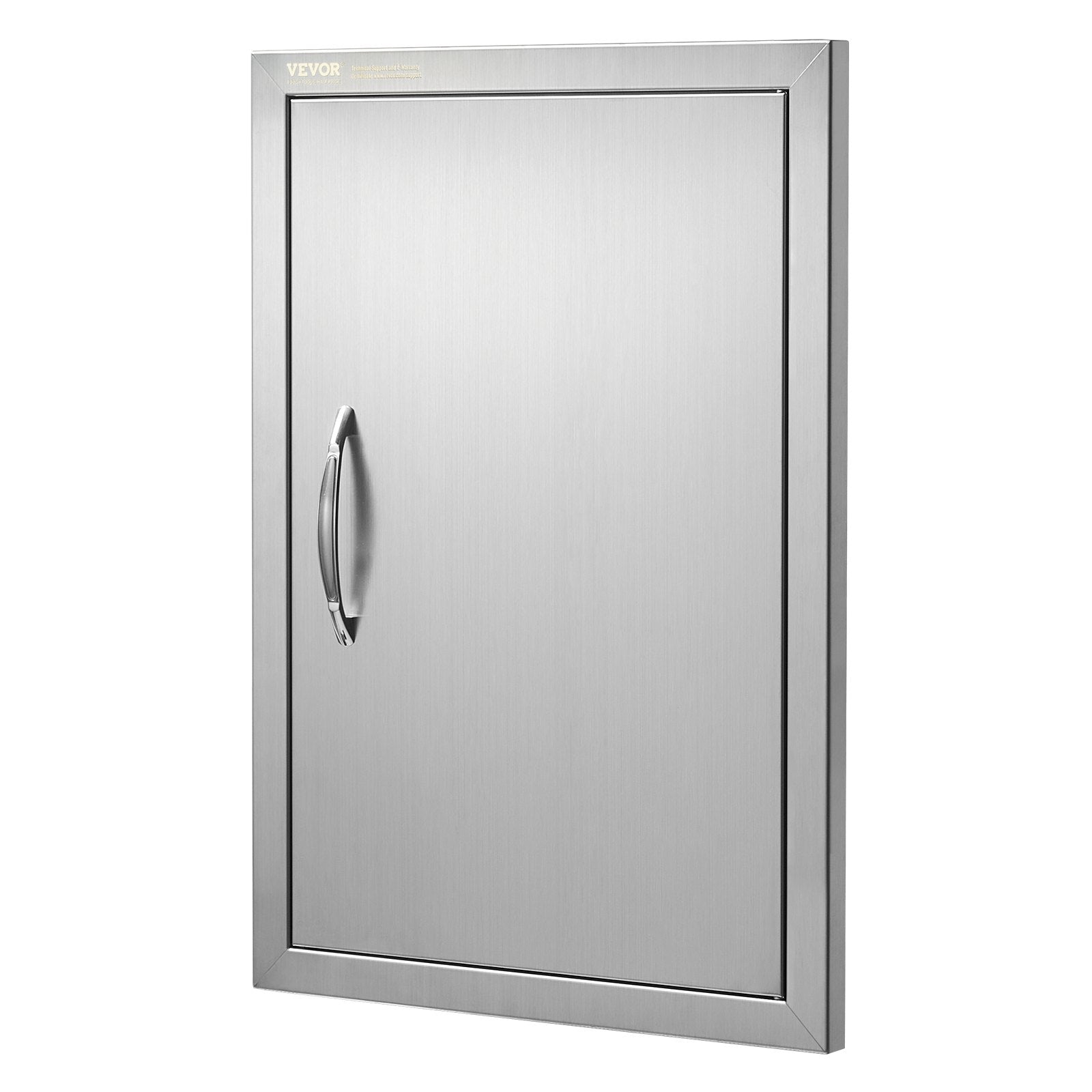 BBQ Access Door, 432x610 mm Single Outdoor Kitchen Door, Stainless Steel Flush Mount Door, Wall Vertical Door with Handle, for BBQ Island, Grilling Station, Outside Cabinet