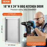 Outdoor Decorations & Lights: VEVOR BBQ Access Door, 457x610 mm Single Outdoor Kitchen Door, Stainless Steel Flush Mount Door, Wall Vertical Door with Handle, for BBQ Island, Grilling Station, Outside Cabinet