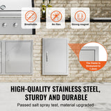 Outdoor Decorations & Lights: VEVOR BBQ Access Door, 457x610 mm Single Outdoor Kitchen Door, Stainless Steel Flush Mount Door, Wall Vertical Door with Handle, for BBQ Island, Grilling Station, Outside Cabinet