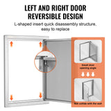 Outdoor Decorations & Lights: VEVOR BBQ Access Door, 457x610 mm Single Outdoor Kitchen Door, Stainless Steel Flush Mount Door, Wall Vertical Door with Handle, for BBQ Island, Grilling Station, Outside Cabinet