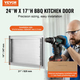 BBQs & Accessories: VEVOR BBQ Access Door, 610x432 mm Single Outdoor Kitchen Door, Stainless Steel Flush Mount Door, Wall Vertical Door with Handle, for BBQ Island, Grilling Station, Outside Cabinet