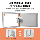 BBQs & Accessories: VEVOR BBQ Access Door, 610x432 mm Single Outdoor Kitchen Door, Stainless Steel Flush Mount Door, Wall Vertical Door with Handle, for BBQ Island, Grilling Station, Outside Cabinet