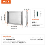 BBQs & Accessories: VEVOR BBQ Access Door, 610x432 mm Single Outdoor Kitchen Door, Stainless Steel Flush Mount Door, Wall Vertical Door with Handle, for BBQ Island, Grilling Station, Outside Cabinet