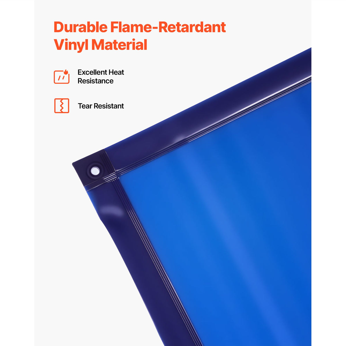 Welding Screen with Frame, 1.74 x 1.74 m Welding Curtain Screen, Flame-Resistant Vinyl Protection Screens with Lockable Swivel Wheels & 6-Level UV Protection for Workshop/Industrial Use, Blue