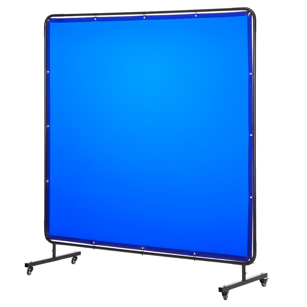 Welding Screen with Frame, 1.74 x 1.74 m Welding Curtain Screen, Flame-Resistant Vinyl Protection Screens with Lockable Swivel Wheels & 6-Level UV Protection for Workshop/Industrial Use, Blue