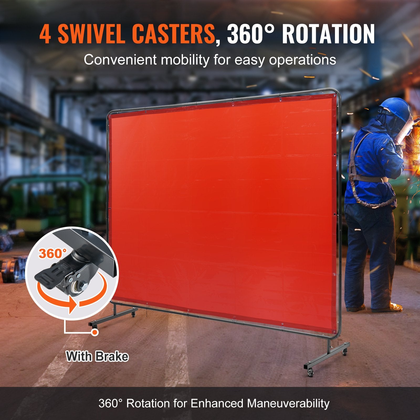 Wedding Favours: VEVOR Welding Screen with Frame, 6' x 8' Welding Curtain Screen, Flame-Resistant Vinyl Welding Protection Screen on 4 Swivel Wheels (2 Lockable), Moveable & Professional for Workshop/Industrial, Red