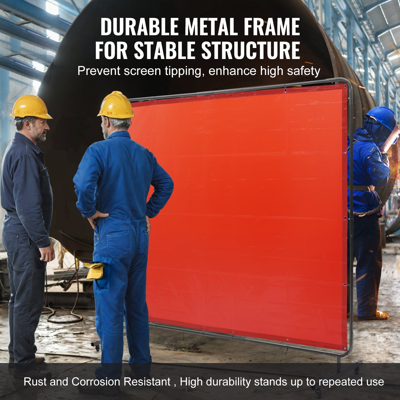 Wedding Favours: VEVOR Welding Screen with Frame, 6' x 8' Welding Curtain Screen, Flame-Resistant Vinyl Welding Protection Screen on 4 Swivel Wheels (2 Lockable), Moveable & Professional for Workshop/Industrial, Red