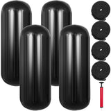 Boating Accessories: VEVOR Boat Fenders, 10" x 28" Ribbed Fender, 4 Pack Boat Bumpers, Hole Through Middle Ribbed Inflatable Boat Fender with 4 Ropes, for Pontoon Boat Sailboat, Ski Boat, Black