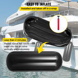 Boating Accessories: VEVOR Boat Fenders, 10" x 28" Ribbed Fender, 4 Pack Boat Bumpers, Hole Through Middle Ribbed Inflatable Boat Fender with 4 Ropes, for Pontoon Boat Sailboat, Ski Boat, Black