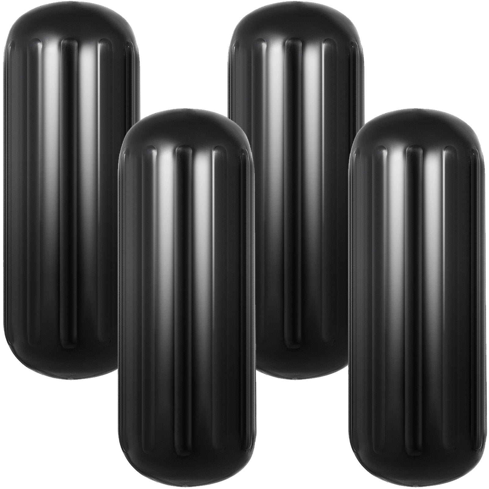 Boating Accessories: VEVOR 4 Ribbed Boat Fenders 10X 28" Black Center Hole Bumpers Mooring Protection