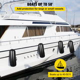 Boating Accessories: VEVOR 4 Ribbed Boat Fenders 10X 28" Black Center Hole Bumpers Mooring Protection