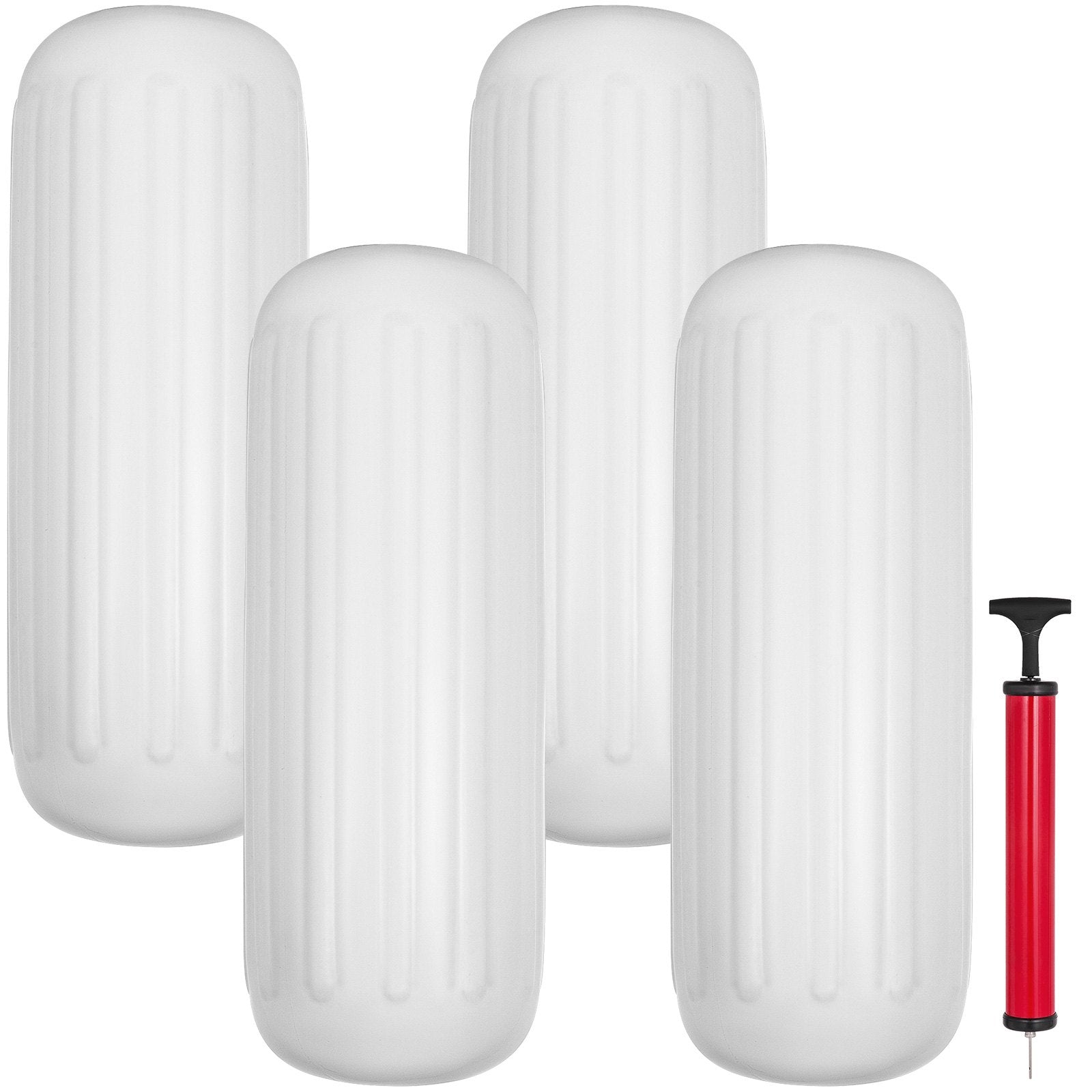 Boating Accessories: VEVOR 4 Ribbed Boat Fender 10" x 28" White Center Hole Bumper Mooring Protection