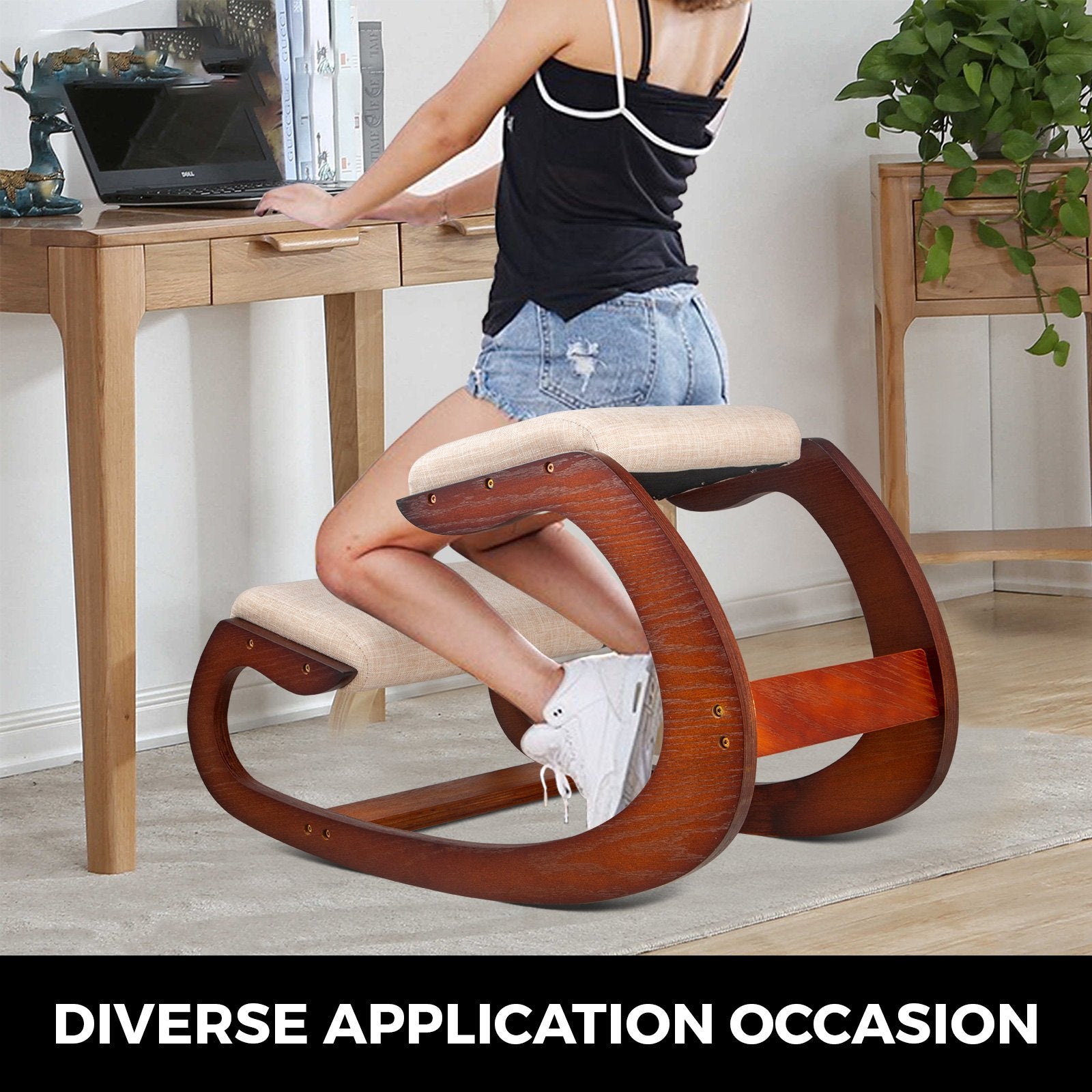Wellness Accessories: Vevor Ergonomic Kneeling Chair Wooden Neck Pain Relief Relieve Fatigue Wood Stool