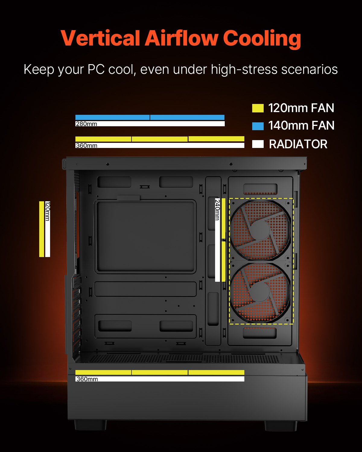 Desktops & Accessories: VEVOR Mid-Tower ATX PC Gaming Case Computer Case with 6 x 120 mm PWM ARGB Fans