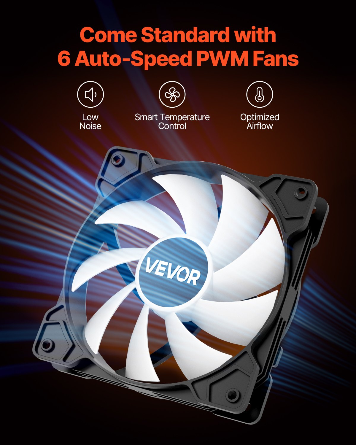 Desktops & Accessories: VEVOR Mid-Tower ATX PC Gaming Case Computer Case with 6 x 120 mm PWM ARGB Fans