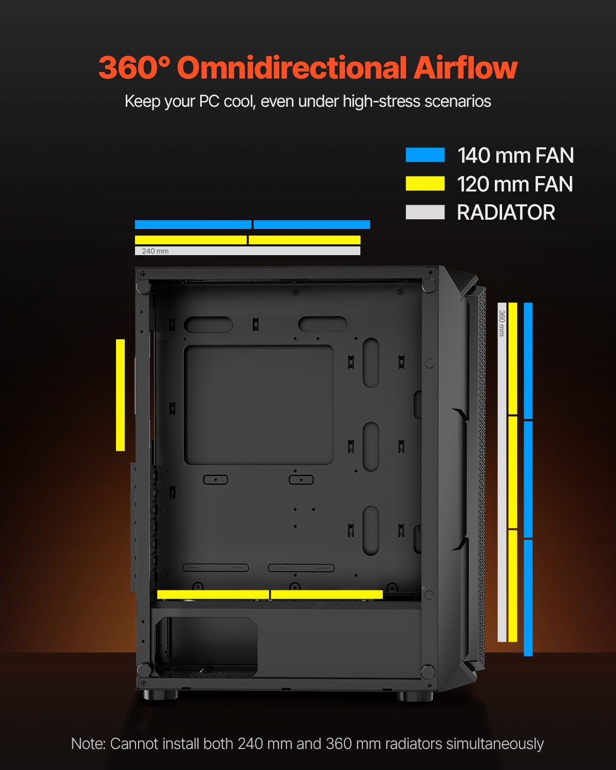 Desktops & Accessories: VEVOR Mid-Tower ATX PC Gaming Case Computer Case Box with 4 x 120 mm ARGB Fans