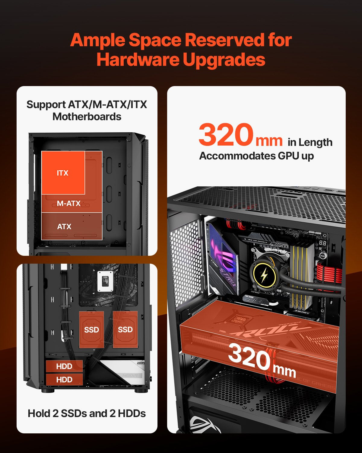 Desktops & Accessories: VEVOR Mid-Tower ATX PC Gaming Case Computer Case Box with 4 x 120 mm ARGB Fans