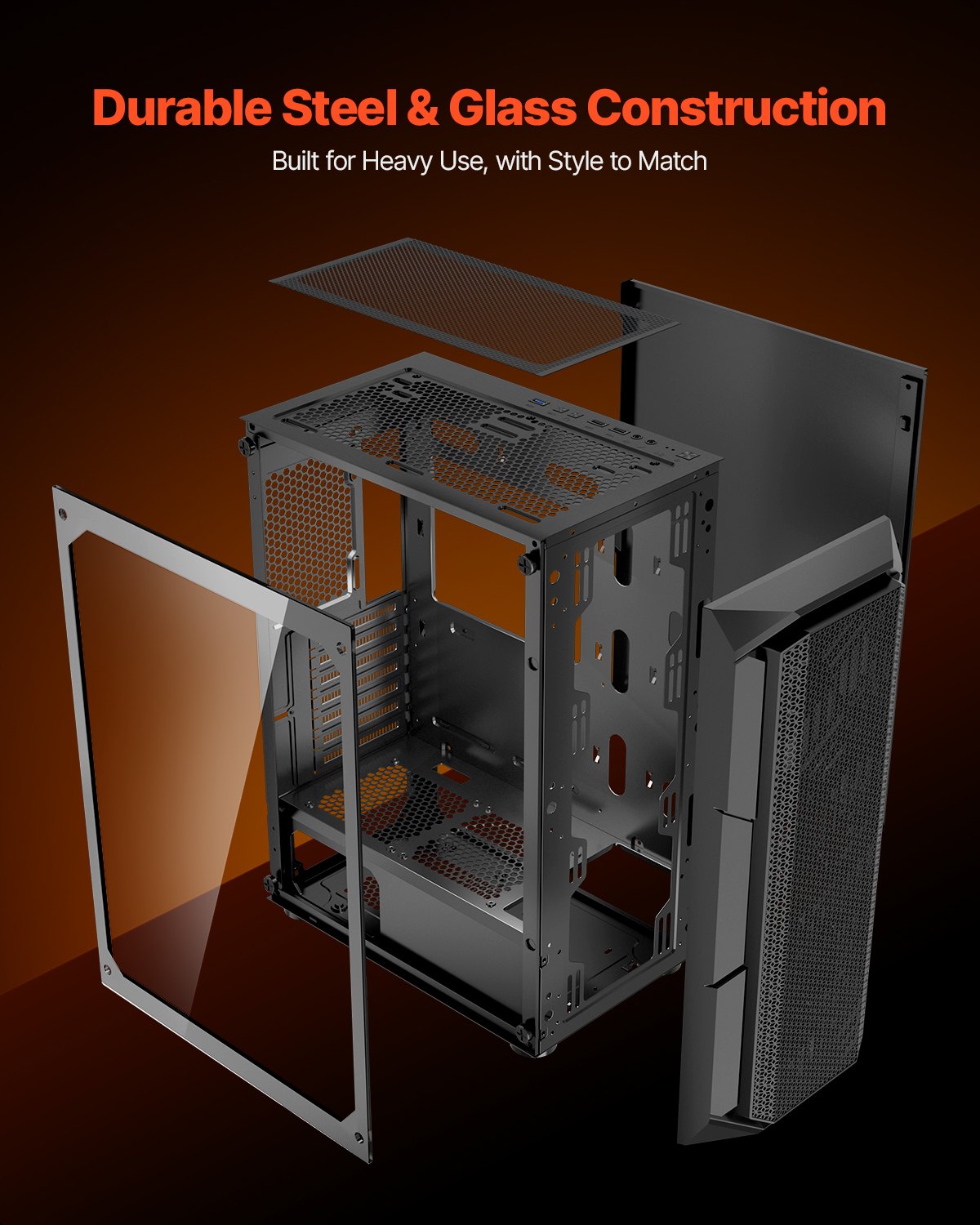 Desktops & Accessories: VEVOR Mid-Tower ATX PC Gaming Case Computer Case Box with 4 x 120 mm ARGB Fans