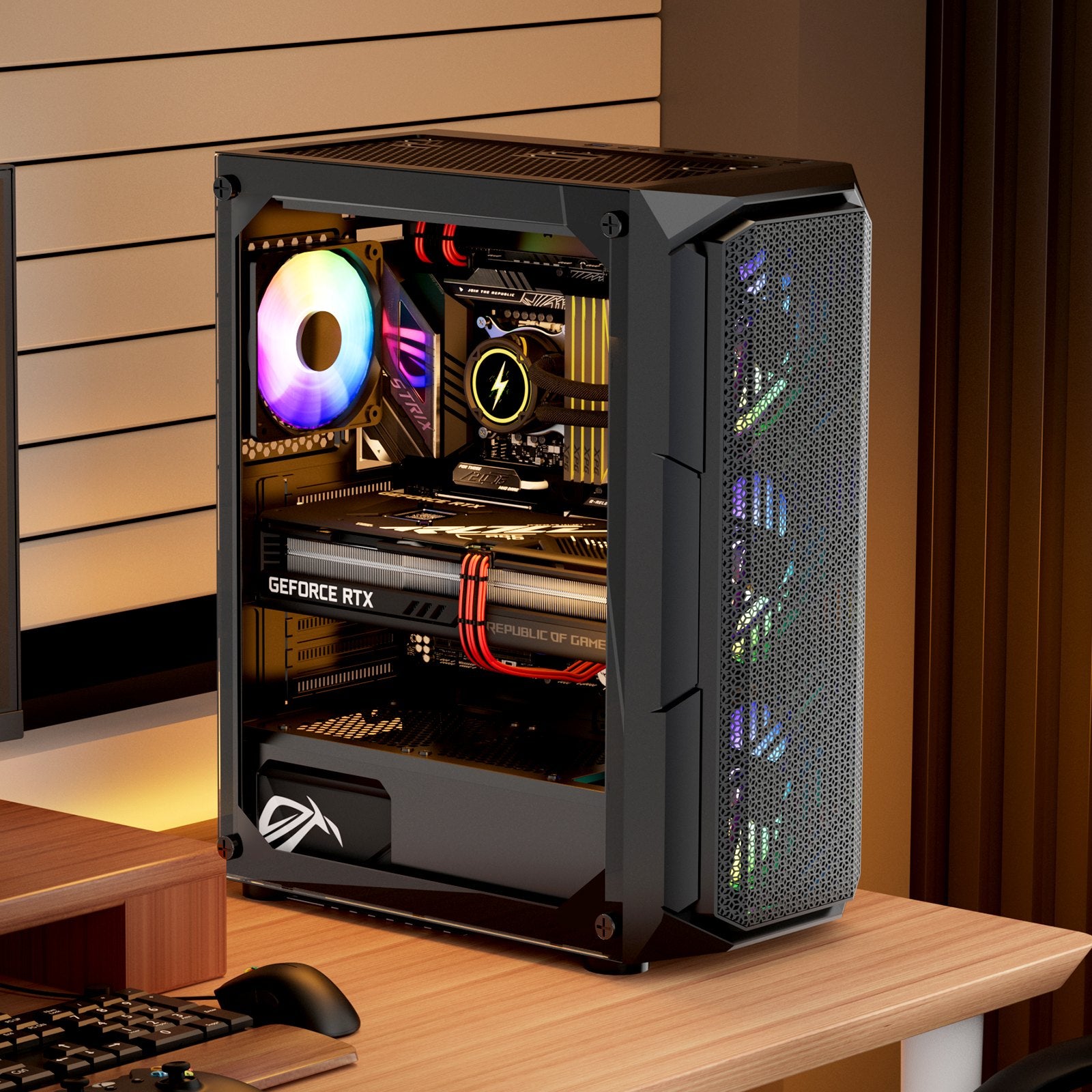 Desktops & Accessories: VEVOR Mid-Tower ATX PC Gaming Case Computer Case Box with 4 x 120 mm ARGB Fans